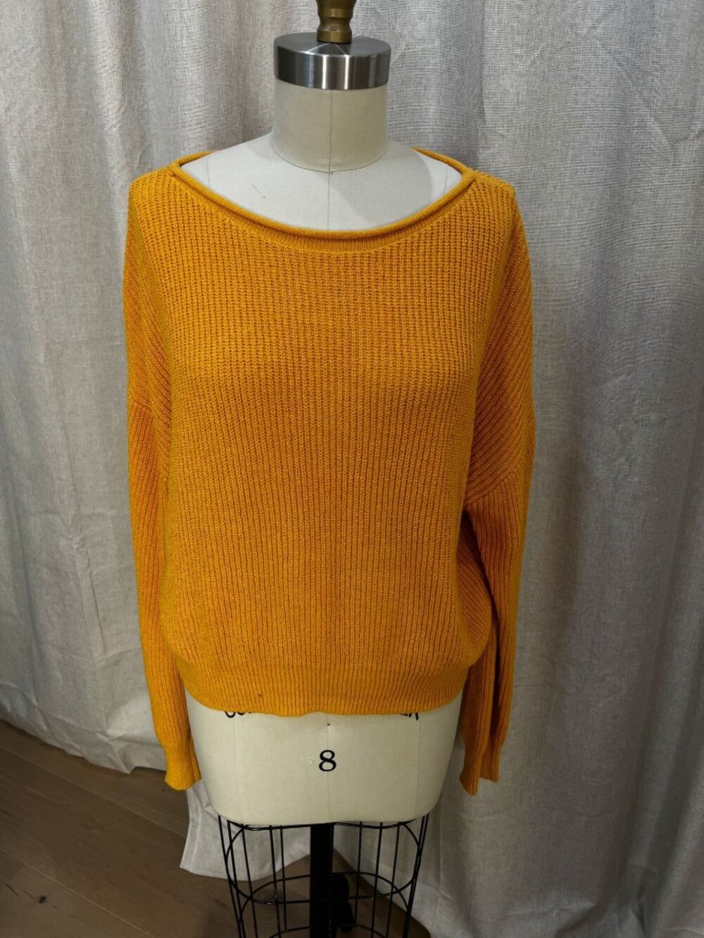A.L.C. Roll Bateau Neck Ribbed Sweater Sz M Marigold